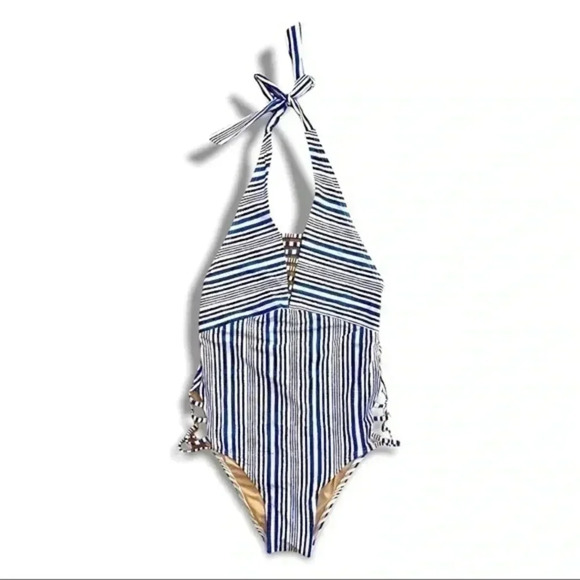 NWT Tart Collections Alana One-piece Tie Halter Top Cut-out Stripe Swimsuit S - Picture 5 of 15